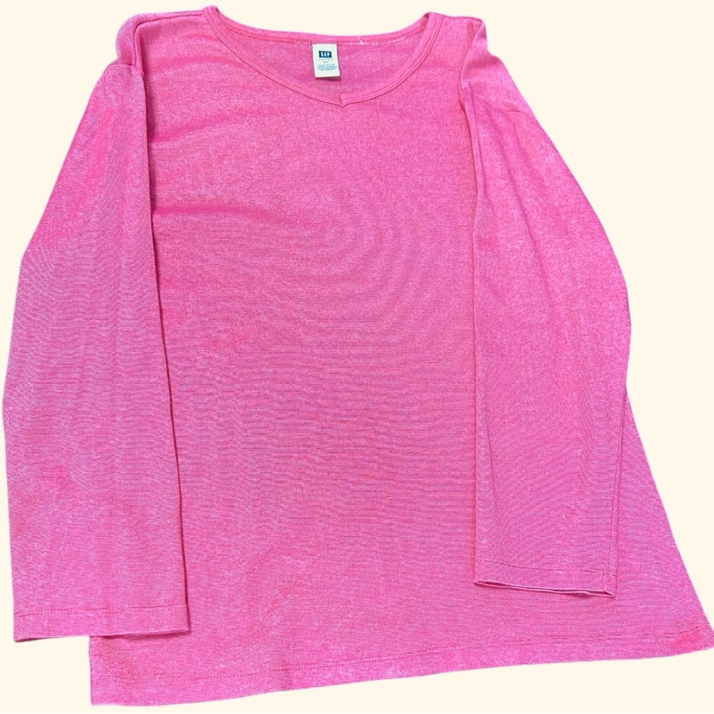 Gap Factory Store red white marled long sleeve tee Sz XL